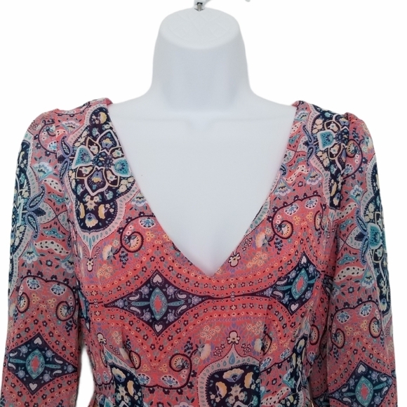 Love Tree @ Forever 21 V-Neck Romper Size Small Floral Coral Cocktail Party. - Picture 3 of 8